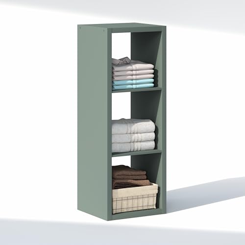 Furinno Cubic Closet Organizers and Storage, 3-Cube Closet Organizer, Open Shelf Closet Storage, Extra Thick Frame for Wardrobe, Bedroom, Living Room, Sage Green - color: Sage Green, size: 3-Cube