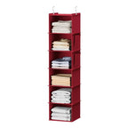 YOUDENOVA Hanging Closet Organizer and Storage, 6-Shelf Closet Hanging Storage Shelves, Dark Red - color: Dark Red