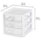Sterilite Clearview Plastic Multipurpose Small 3 Drawer Desktop Storage Organization Unit for Home, Classrooms, or Office Spaces, White, 6 Pack - size: 6 Pack