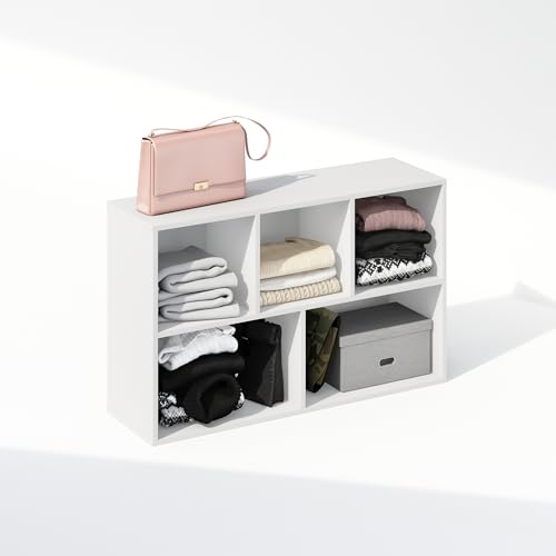 Furinno Reed Closet Organizers and Storage, 5-Cube Reversible Closet Shelves, Closet Organization Shelf, 9.4 x 19.5 x 31.5, for Bedroom, Closet, White - color: White, size: 5-Cube