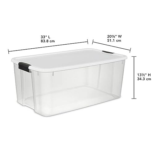 Sterilite 8-Pack Ultra Latching Box, Storage Bins with Lids, Clear Plastic, 116 Quart - Heavy-Duty Organizing Containers for Closet, Bathroom, and Office - size: 116 Quart