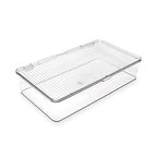 Isaac Jacobs Small Stackable Organizer Bin (10.75” x 6.5” x 2.4”) w Hinged Lid Clear Storage Box Home Office School Fridge Bathroom Kitchen Pantry Container BPAFree Food Safe (Small Clear) - size: Small