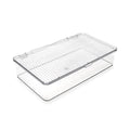 Isaac Jacobs Small Stackable Organizer Bin (10.75” x 6.5” x 2.4”) w Hinged Lid Clear Storage Box Home Office School Fridge Bathroom Kitchen Pantry Container BPAFree Food Safe (Small Clear) - size: Small