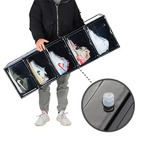 XL clear shoe storage boxes stackable, 8 Pack Large Shoe Boxes Clear Plastic Stackable, Drop side Sneaker Container Fit Size 13 (Black 8 Pack) - color: BLACK, size: 8 PACK