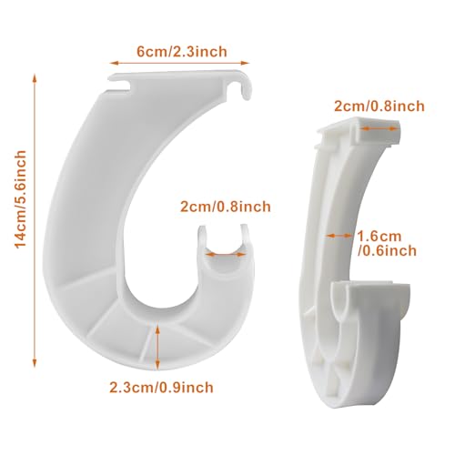 4Pcs Hanging Closet Rod Support, 3/4 Closet Shelf Rod Holder, White J-Shaped Closet Brackets for Hanging Clothes,Cabinets Storage and Curtain