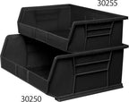 Akro-Mils 30250 AkroBins Plastic Storage Bins, Space-Saving Stackable Bins for Garage, Pantry, Craft Organization, 15" x 16" x 7", Black, 6-Pack - color: Black