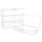 BENECREAT 4 Packs Rectangle Plastic Container Box, 7x3x1.8inch Clear Storage Organizer with Hinged Lid and Hanging Hole for Small Craft Accessories Office Supplies - size: 7x3x1.8inch