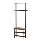 Coat Rack with Shoe Storage, Wood and Metal Frame, Entryway Hall Tree with Bench, Featuring 11 Hooks and 2-Tier Storage Shelves, 3-in-1, Entry Bench with Coat Rack (23.6" Walnut) - size: 60