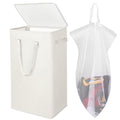 Odonata 75L Slim Laundry Hamper with Lid,Large Foldable Laundry Basket with Removable Bag and Handles Tall Collapsible Dirty Clothes Basket Great for Bedroom, Bathroom, Dorm, College,RV. (Beige, 75L) - color: Beige
