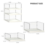 Covetree 3 Pack Stackable Closet Organizers and Storage Shelves - Transparent Sweater Organizer for Closet, Bathroom, Kitchen, Cupboard, Laundry Room, and Office