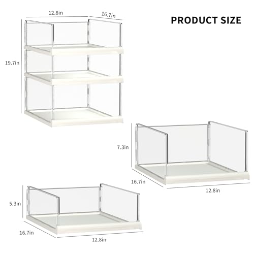 Covetree 3 Pack Stackable Closet Organizers and Storage Shelves - Transparent Sweater Organizer for Closet, Bathroom, Kitchen, Cupboard, Laundry Room, and Office