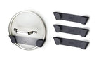 Joseph Joseph Cupboard Store - Set of 4 Pot and Pan Lid Holders Self Adhesive Wall Mount Storage Organizer, Suitable for Lids Up to 9 in , 3M VHB Tape Included, Gray