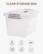 Citylife 4 Packs 6 QT Storage Bins with Lids Clear Plastic Bins with Grey Handle Stackable Storage Containers for Organizing - size: 6.0QT, style: 4 PACK