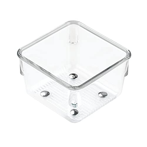 iDesign Linus Kitchen Drawer Organizer for Utensils, Tools, Gadgets - 3" x 3" x 2", Clear - size: 3 x 3 x 2, style: Pack of 1