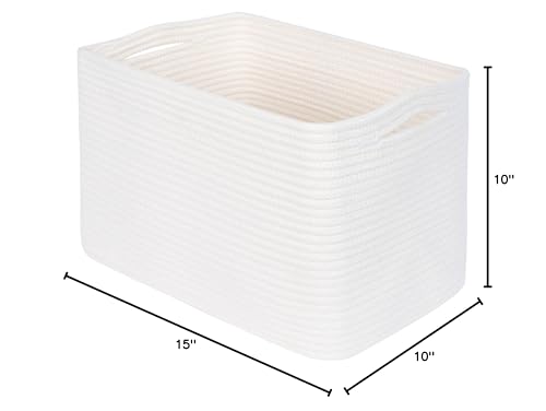 MINTWOOD Design Storage Basket for Shelves, Decorative Baskets for Organizing, Book Basket, Storage Cube Bin Box, Woven Closet Organizer, Pantry Closet and Shoe Basket, Creamy White - color: Creamy White
