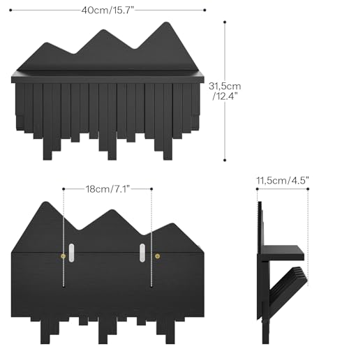 HOOBRO Wall Hooks with Shelf, Coat Rack with Shelf Wall-Mounted, Entryway Wall Key Holder, Hat Rack for Walls, Purse Hanger for Wall, Entryway Hanging Shelf with 6 Retractable Pegs, Black BK46YM01 - color: Black