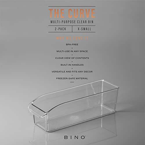 BINO | Plastic Storage Bins, Small | THE CURVE COLLECTION | Multi-Use Organizer Bins | Storage Containers Kitchen, Pantry and Home Organization | Fridge Organizers | Pantry Organization and Storage - size: X-Small