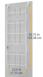 Whitmor 18 Pair Over The Door Shoe Organizer, 6 Tier Hanging Shoe Organizer, Heavy Duty Metal Shoe Holder, Hanging Shoe Rack for Closet Organizer & Storage, 62.8" L x 22.5" W x 5" H, White