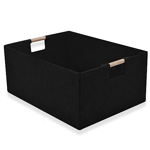 xianshengle Storage Bins & Fabric Storage Basket for Shelves - Decorative Baskets Storage Box Cubes Containers W/Handles for Closet Shelf Nursery Toy, Home, Office, Books,Bathroom (Black)