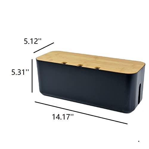2 Pieces Cable Management Box|Cord Organizer Box| Hide and Conceal Power Strips and Electrical Cords from TVs, Computers, and Desks (Black 2PCS) - color: Black 2PCS