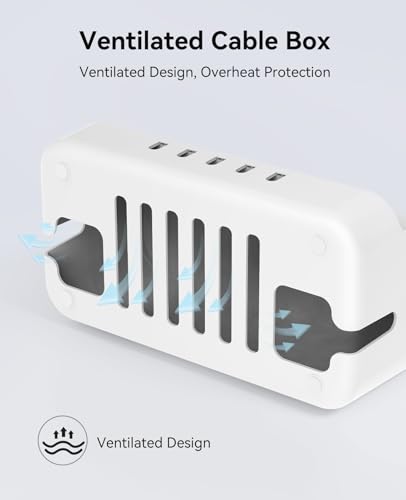 ORICO Cable Management Box with Phone Stand Lid, Large Cord Organizer Case for Hiding Power Strips & Surge Protectors, Heat Dissipation Desktop Wire Hider for Home, Office, School - PB02 - color: White