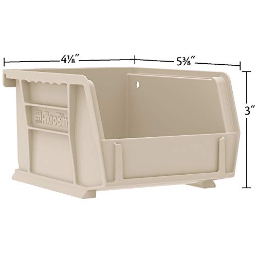 Akro-Mils 30210 AkroBins Plastic Storage Bins, Space-Saving Stackable Bins for Garage, Pantry, Craft Organization, 5" x 4" x 3", Stone, 24-Pack - color: Stone