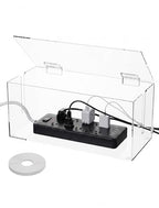 NiHome Large Clear Acrylic Cable Management Box, Power Strip Organizer with Ventilated Cover and Silicone Feet, Includes Reusable Ties, Transparent Cord Hider for Desk and Floor