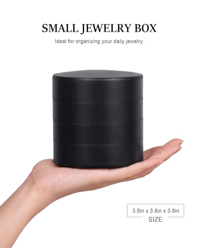 CONBOLA Jewelry Organizer, Small Jewelry Storage Box Earring Holder for Women, 5-Layer Rotating Travel Jewelry Tray Case with Lid for Bracelets Rings Bracelets(Black) - color: Black