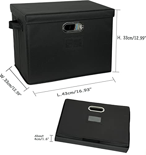 12-Inch Vinyl Record Storage Boxes with Lids and Handles, Stylish and Practical LP Record Organizer for 100+ Single Records, Suitable for Living Room, Study, Concert Hall or Office (17"-2 Pack-Fabric, - color: Black, size: 12 inch-2 Pack