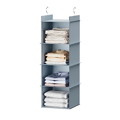 YOUDENOVA Hanging Closet Organizer, 4-Shelf Closet Hanging Shelves, Grey - color: Grey, size: 4-Tier