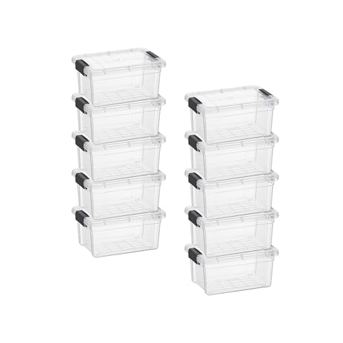 Superio Clear Storage Box with Lid, 1.85 Quart Plastic Container Bins for Organizing, Stackable Crates, BPA Free, Non Toxic, Odor Free, Organizers for Home, Office, School, and Dorm, 10 Pack - size: 1.85 Quart, style: 10 Pack