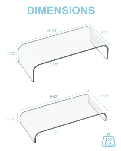 Acrylic Dual Monitor Stand Riser 2 Tier, Modular Laptop Stand for Desk, Multifunctional Desktop Organizer Shelf for PC, iMac, Printer, Detachable Monitor Stand for Office or Home, Clear - color: Clear