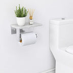Gypie Brushed Nickel Toilet Paper Holder with Natural Marble Shelf, Screw Wall Mounted, Tissue Roll Holder for Bathroom Washroom - color: Brushed Nickel, size: 1 Roll