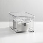 mDesign Plastic Deep Storage Bin Box Container with Lid and Built-In Handles - Organization for Fruit, Snacks, or Food in Kitchen Pantry, Cabinet, or Cupboard, Ligne Collection, 2 Pack, Clear - size: 10.6 x 6.2 x 5.2 (Pack of 2)