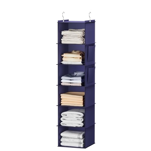 YOUDENOVA Hanging Closet Organizer, 6-Shelf Closet Hanging Storage Shelves, Purple - color: Purple