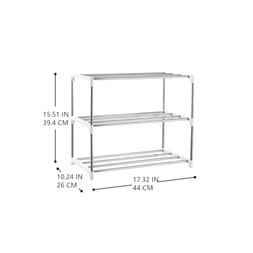 3-Tier Stackable Small Shoe Rack, Lightweight Shoe Shelf Storage Organizer for Entryway, Hallway and Closet(White) - color: White, size: 3-Tier