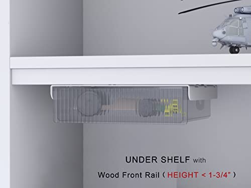 Under Desk Drawers for Organization, Pull Slide out Drawer Underneath Table With Lip, Attachable Under Shelf Pencil Drawer, Clear Light Black