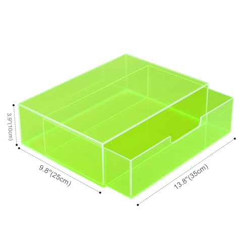 Gelite Acrylic Desk Organizer with Drawer for Makeup Vanity Stackable Desktop Storage Box for Office Supplies, 13.8 x 9.8 x 3.9’’, Neon Green - color: Neon Green