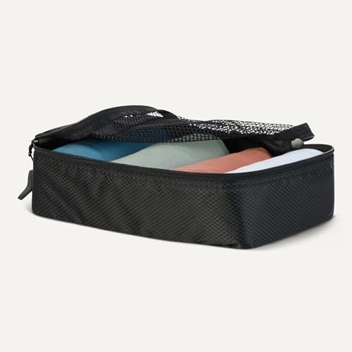 Amazon Essentials 4-Piece Space-Saving Packing Cubes Travel Accessories Set, Luggage Organizer with Double Zipper, Mesh Top, Small, Black (Previously Amazon Basics) - color: Black, size: 4 x Small