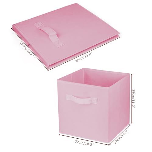 2 Pcs Storage Cubes, 10.5 Inch Collapsible Storage Bins, Fabric Foldable Bins for Organization, Durable Storage Bins for Closet, Shelves, Offices (Pink) - color: Pink