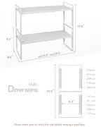 Nxconsu 2 Pack Cabinet Shelf Organizer Stackable 2-Tier, Expandable Width (13.4"–24.8"), 10-Level Adjustable Height, Metal Counter Shelf Riser for Kitchen Cupboard Pantry Under Sink, White, Non-Slip - size: Standard Depth (8.6") - 2 Pack