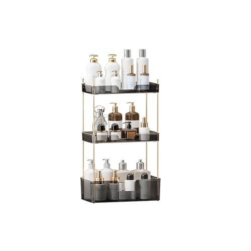 Akinbas 3 Tier Bathroom Organizer Countertop Makeup Perfume Tray Skincare Organizer for Bathroom Dresser Vanity (Grey) - color: Misty Grey, size: GIB-3 Tier