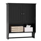 Black Bathroom Cabinet with Towel Rack, Bathroom Wall Cabinet with 2 Doors and Adjustable Shelf, Medicine Cabinet Wall Mount, Over The Toilet Storage - color: Black Bathroom Cabinet With Towel Rack