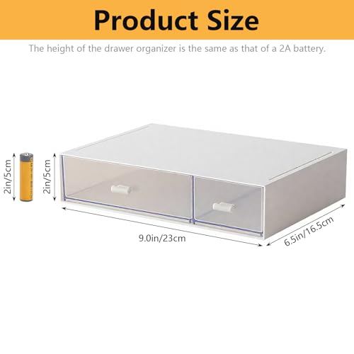 Desk Organizer-Stackable Storage Drawers, Desk Drawer Organizer Perfect For Collection Small Item/Cosmetic Office Supplies - 2 drawers (White) - size: 9*6.5*2inch - 2 Compartment