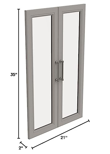 ClosetMaid Modular Storage Pair Set, 2 Glass Pane Doors, Wood Closet Organizer Shaker Style, Add On Accessory for Shelf Units, Taupe, Kit - color: Taupe