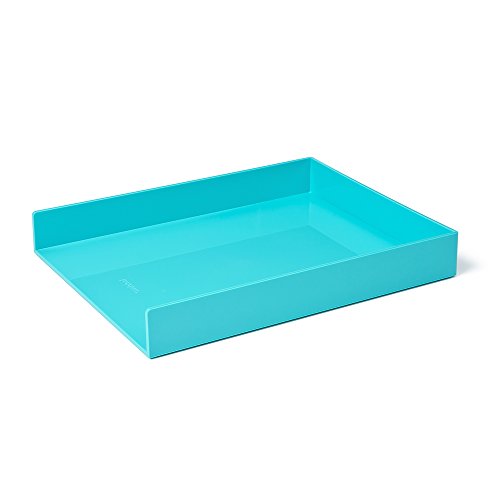 Poppin Stackable Letter Tray - Modular Lacquer Desk Trays for Office Organization, Color-Coordinated Office Supplies for Desk, Paper Trays (Aqua, Letter) - color: Aqua, size: 12.5" x 9.8" x 1.8"