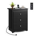 WLIVE Tall Nightstand with Charging Station, Wood Night Stand with 3 Drawers Storage, Bedside Table End Side Tables with 2 USB Ports and Outlets for Bedroom, Closet, Black - color: Black