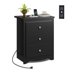 WLIVE Tall Nightstand with Charging Station, Wood Night Stand with 3 Drawers Storage, Bedside Table End Side Tables with 2 USB Ports and Outlets for Bedroom, Closet, Black - color: Black