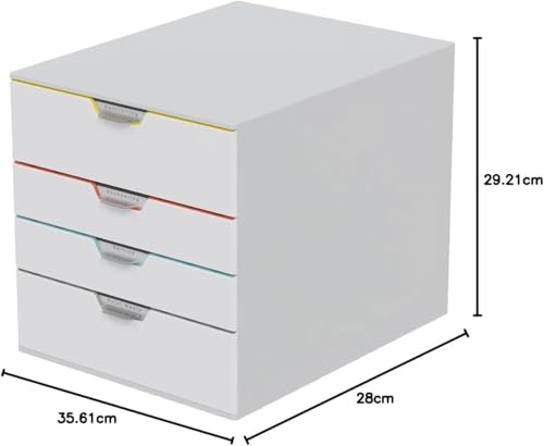 Durable VARICOLOR 4 Drawer Unit - White Desktop Drawer Set with 4 Color Coded Draws - Letter Size Files - Perfect for Storing Documents and Paper Work - size: 4 Drawer