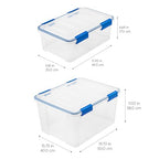IRIS USA WeatherPro 27 & 44 Qt Storage Bins with Lids, 4 Pack, BPA-Free Plastic Gasket Box with Tight Latch and Seal, Stackable Nestable Tote Tub - Clear/Blue - size: 27 & 44 Qt. Combo
